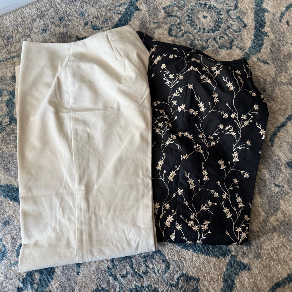 TheLimitedStretch beige lined slacks&Karen Kane silk lined black/bone design